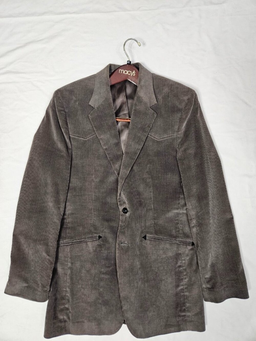 Anthony’s Vintage Dark Academia Grey Corduroy Blazer Jacket Men’s Size 40 Long